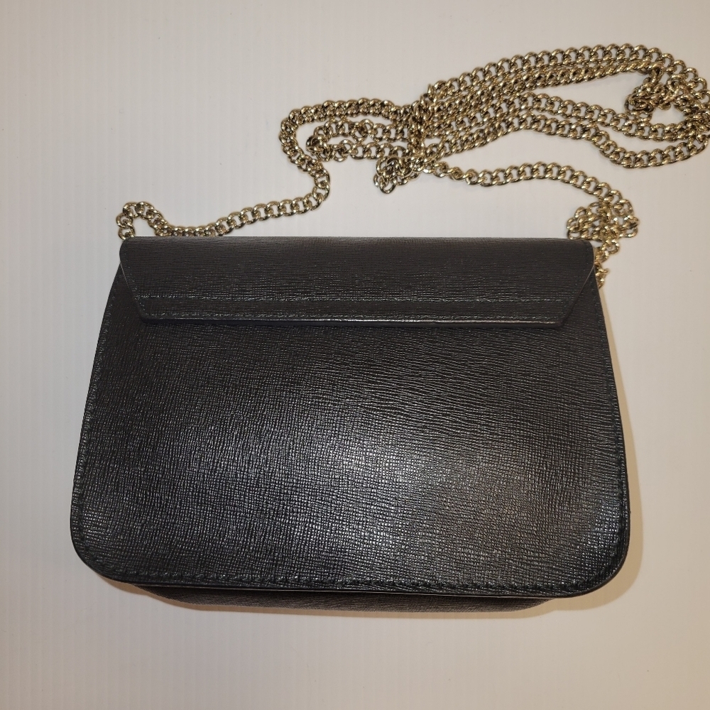 Furla mini metropolis bag purse  gold chain strap black leather - Picture 2 of 12